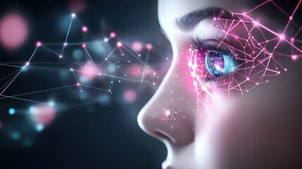 Poster - Futuristic visualization of AI enhancing social media engagement, digital neural connections analyzing audience behaviors.