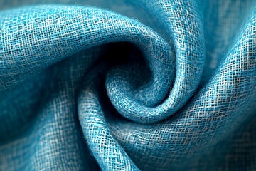 Canvas Print - Close-up of a swirling blue fabric showcasing intricate texture and weave patterns