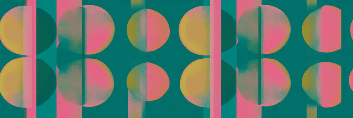 Poster - Seamless pattern featuring alternating circles and rectangles for balanced design