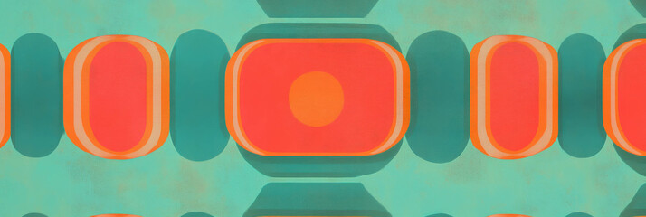 Poster - Seamless pattern featuring alternating circles and rectangles in a balanced layout