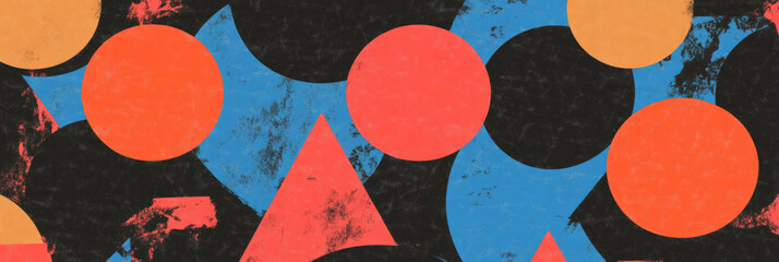 Poster - Seamless pattern of circles and triangles creating unique visual shapes
