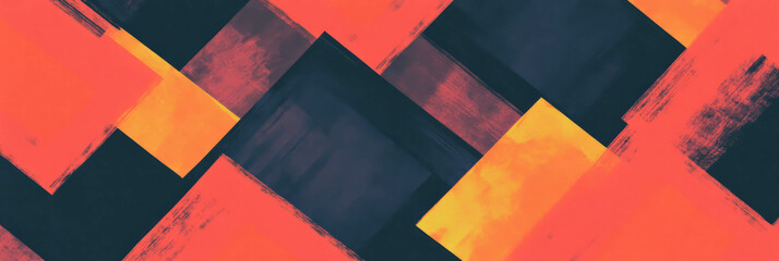 Poster - Overlap of large squares in a seamless pattern creating depth in vibrant colors