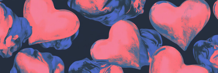Poster - Seamless pattern with large hearts creating a central design for elegant backgrounds