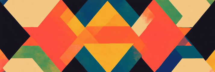 Poster - Dynamic seamless pattern of triangles radiating from a central point in vibrant colors