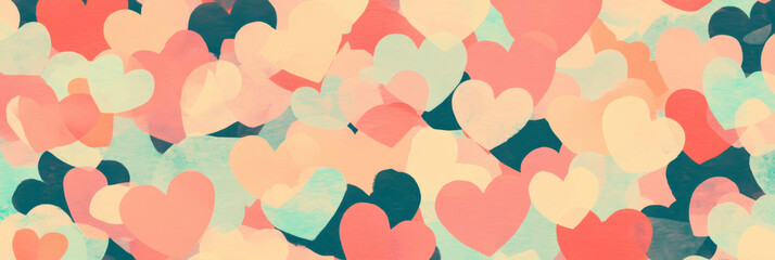 Poster - Small hearts create a vibrant circular pattern ideal for banners and backgrounds