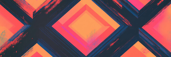 Poster - Complex geometric design featuring squares and diamonds in a seamless pattern for banners