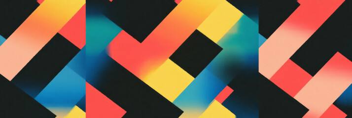 Poster - Complex geometric design featuring seamless pattern of squares and diamonds