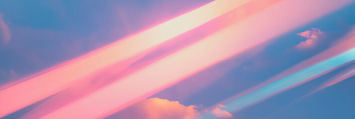 Aufkleber - Retro futuristic sunset with neon beams shining through structures