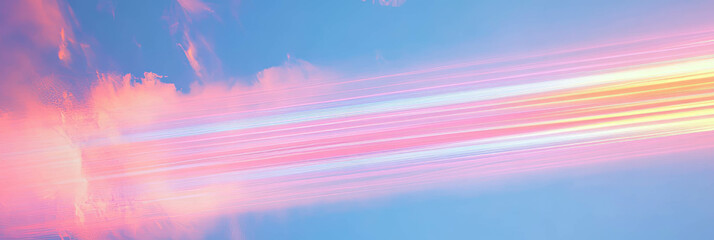 Poster - Retro futuristic neon sunset with vibrant light beams through structures