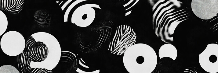 Poster - Seamless black and white flower pattern with abstract shapes and African textures