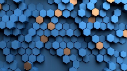 Poster - Dynamic blue hexagon arrangement abstract design digital art modern environment top-down view visual appeal