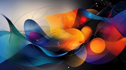 Poster - Pulsating geometric shapes dance to music digital art abstract environment vivid colors engaging visuals