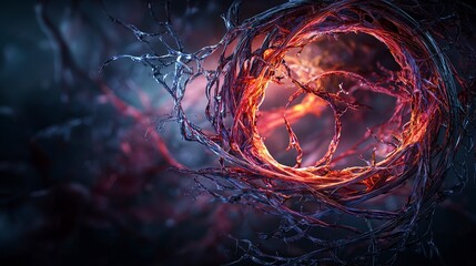 Fototapete - Dynamic helical lines twisting and rising in a cosmic environment abstract art visualization vivid colors digital media