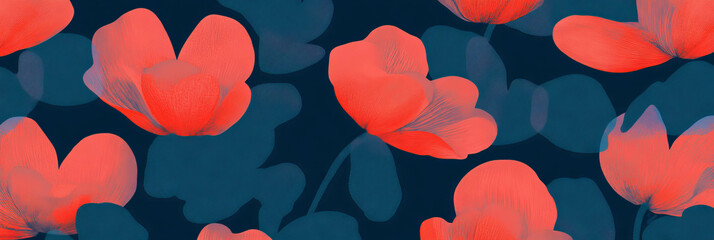 Poster - Floral pattern with African-inspired outlines and textures for seamless design
