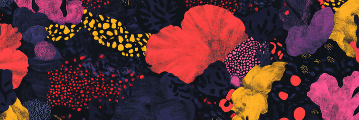Poster - Intricate interlocking floral pattern with African design elements and rich textures
