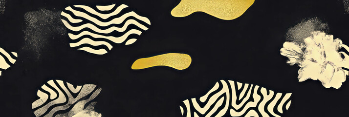 Poster - Seamless pattern of interlocking floral shapes with African-inspired designs and textures