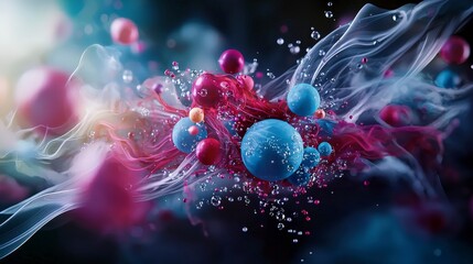 Fototapete - Rhythmic expansion and contraction of shapes abstract digital art colorful patterns surreal environment vivid viewpoint