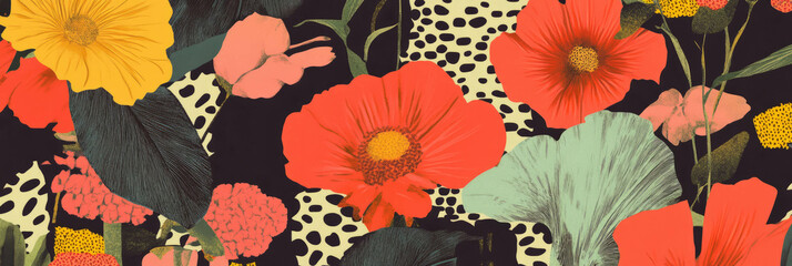 Aufkleber - Bold African flower pattern with geometric shapes for creative backgrounds
