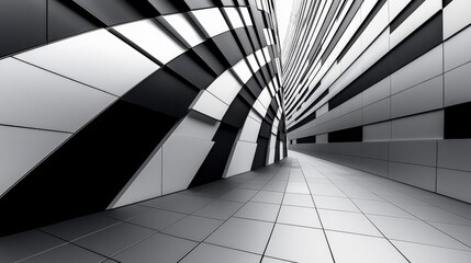 Aufkleber - Dynamic architectural design with sharp diagonal lines modern gallery digital art contemporary environment abstract view