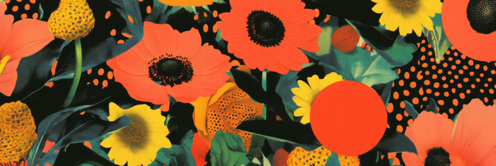 Poster - Colorful seamless floral pattern with diverse African influences and distinct shapes for backgrounds