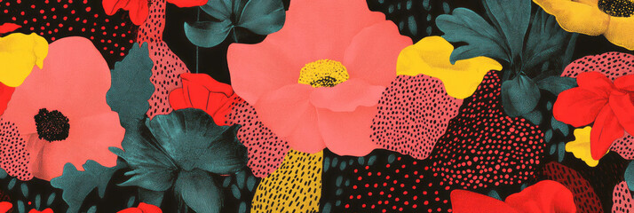Poster - Bold floral and geometric pattern with African textures for creative design backgrounds