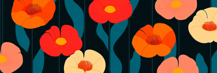 Aufkleber - Stylized floral arrangement with African-inspired geometric background for vibrant designs
