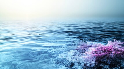Poster - Subtle pastel waves resembling water ripples serene ocean digital art tranquil atmosphere aerial view abstract nature