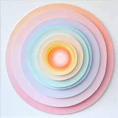 Poster - Subtle pastel-colored concentric circles stacked in a harmonious arrangement modern art studio setting abstract viewpoint