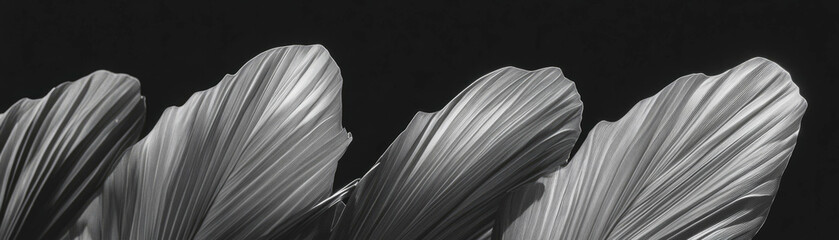 Fototapete - Vibrant green palm leaf close-up showcasing detailed texture against a bright background