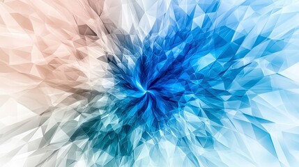 Fototapete - Dynamic triangular patterns expanding outwards digital abstract artwork blue and white color scheme artistic perspective