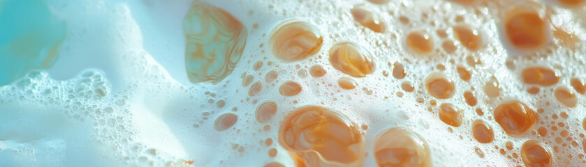 Aufkleber - Close-up view of sea foam on wet sand highlighting textured patterns and bright colors