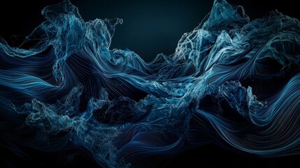 Poster - Fluid motion waves abstract digital art seamless flowing lines dark background visual concept creative design