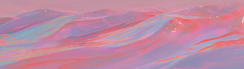 Poster - Waves receding along sandy shore creating intricate patterns under bright sky