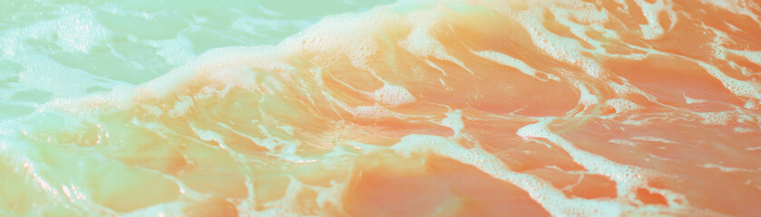 Poster - Waves retreating from the shore, leaving intricate patterns on wet sand