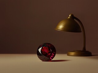 Poster - Illuminated red gemstone reflection artistic studio still life warm lighting close-up elegance