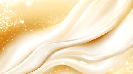 Fototapete - Captivating abstract background featuring flowing shimmering golden silk fabric or satin in a dreamy ethereal and sophisticated composition with soft