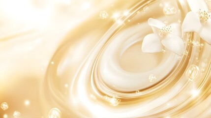Aufkleber - Captivating abstract background featuring mesmerizing golden swirling waves of light glitter and shimmer  This digital or 3D rendering can be used for luxury elegant and high end design applications