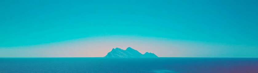 Aufkleber - Distant island view at ocean horizon with clear blue sky and bright atmosphere