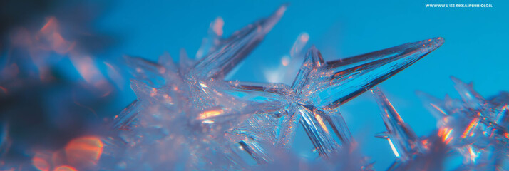 Poster - Abstract ice crystals create intricate, geometric formations in vibrant colors