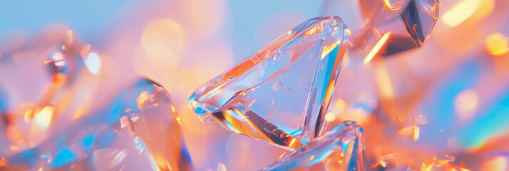 Poster - Intricate patterns of abstract ice crystals reflecting light in vibrant colors