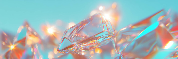 Poster - Intricate patterns of abstract ice crystals reflecting light in a bright background