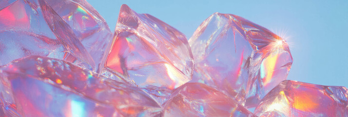 Poster - Intricate abstract ice crystals reflecting light with vibrant glare in bright background