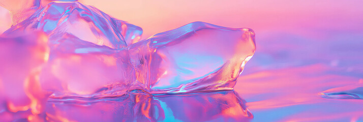 Poster - Reflective ice formations showcase abstract beauty in a vibrant background