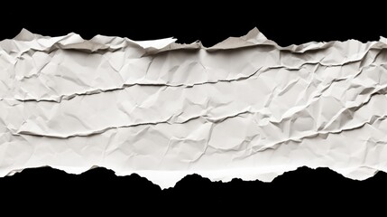 Poster - Crumpled Torn Paper Isolated on Black Background for Creative Design and Artistic Applications