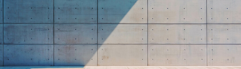 Poster - Modern architectural concrete wall with clean lines and smooth surface against bright background