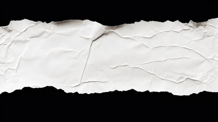 Poster - Crumpled Torn Paper Isolated on Black Background with Texture for Creative Design and Artistic Use in Digital and Print Media