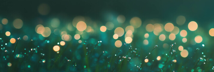 Poster - Blurred field of tall grass with bokeh highlights creates a dreamy atmosphere
