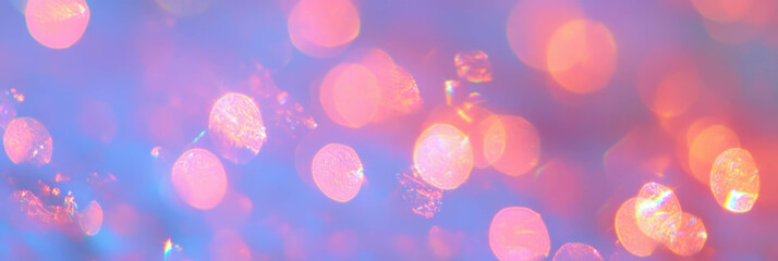 Poster - Blurred texture of ice crystals illuminated with soft light reflections and delicate bokeh patterns