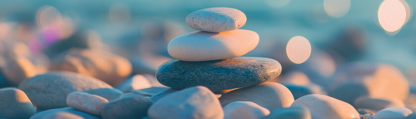 Poster - Blurred texture of smooth pebbles on a beach creating a serene outdoor space