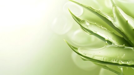 Aufkleber - Closeup of fresh green aloe vera leaves on a serene natural botanical background with a calming peaceful and soothing atmosphere  The image conveys a sense of wellness healthcare herbal therapy